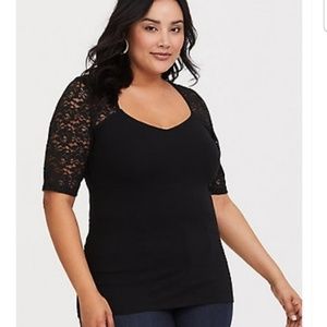 Torrid Black Lace Foxy Tee